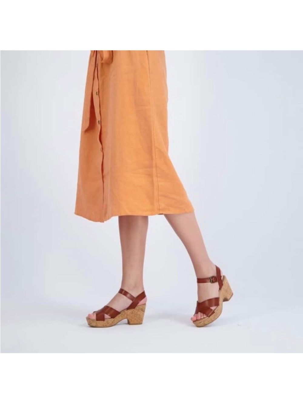 CUSHIONAIRE Women's Rosie Cork Wedge Sandal +Memory Foam 9.5 Cognac Boho - Picture 14 of 14